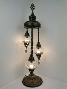 3 Globe Crackle Clear Glass Chandelier Floor Lamp