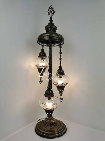 3 Globe Crackle Clear Glass Chandelier Floor Lamp