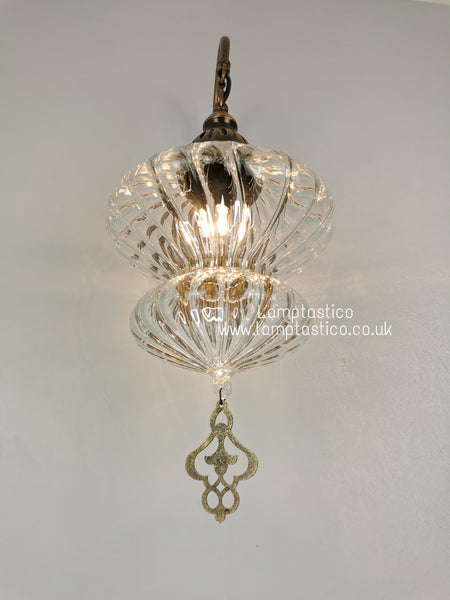 Turkish Single Ribbed Clear Glass Oval Wall Light #2