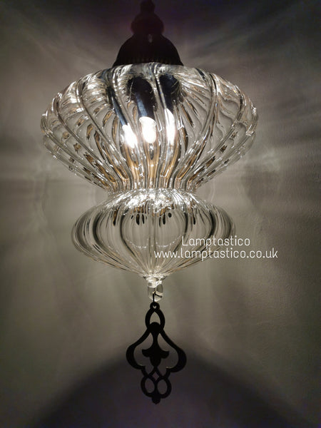 Turkish Single Ribbed Clear Glass Oval Wall Light #2