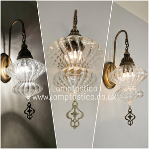 Turkish Single Ribbed Clear Glass Oval Wall Light #2