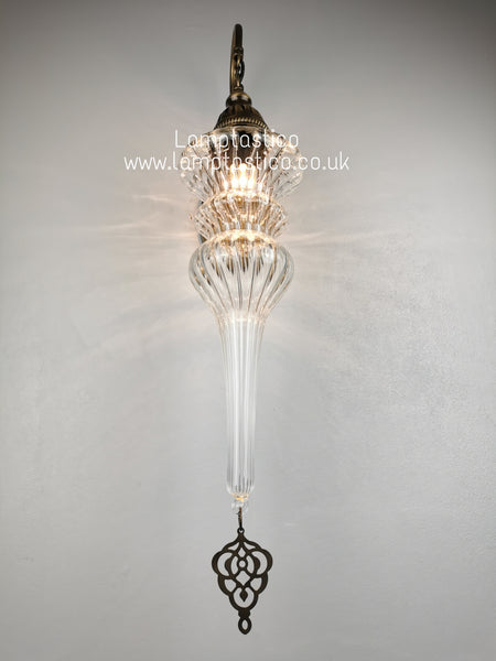 Turkish Single Ribbed Clear Glass Oval Wall Light #1