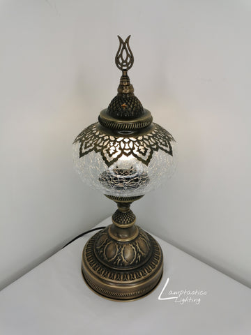 Turkish Moroccan Crackle Clear Glass Table Lamp No 3