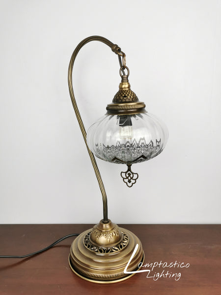 Luxurious Turkish Moroccan Style Swan Neck Transparent Glass Table Lamp No 3