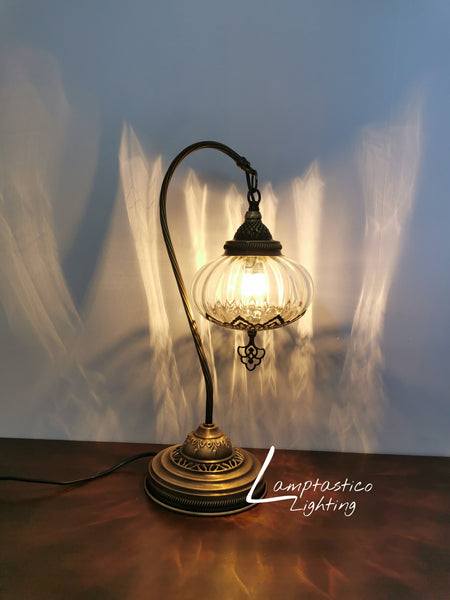 Luxurious Turkish Moroccan Style Swan Neck Transparent Glass Table Lamp No 3