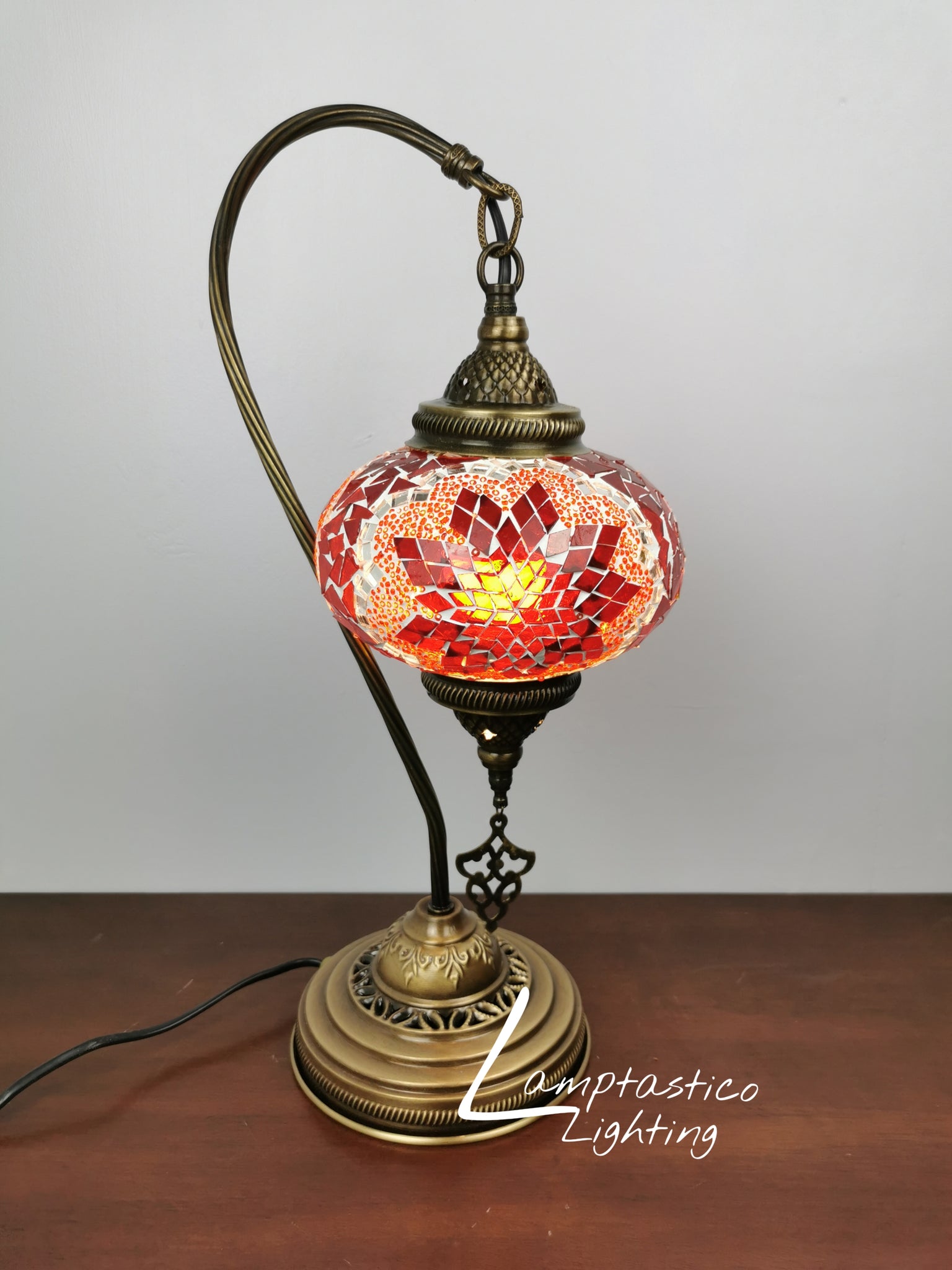 Turkish Moroccan Mosaic Glass Swan Neck Table Lamp No 3