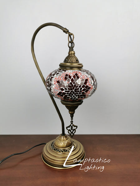 Turkish Moroccan Mosaic Glass Swan Neck Table Lamp No 3