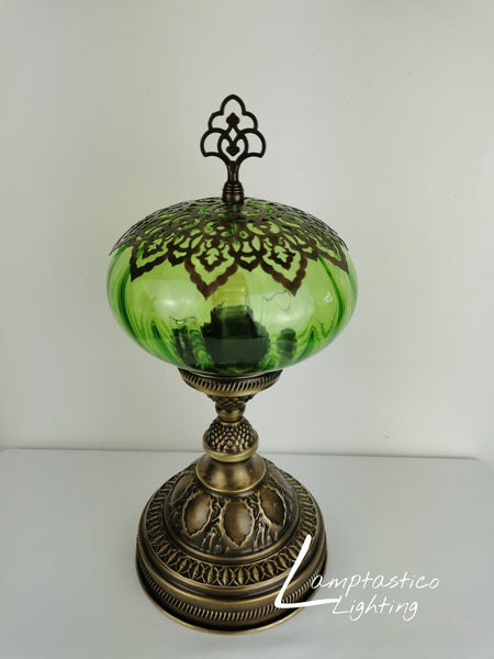 Luxurious Turkish Moroccan Style Lime Glass Table Lamp No 3