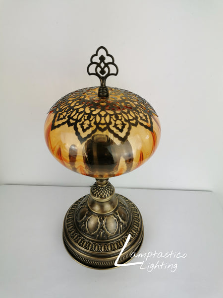 Luxurious Turkish Moroccan Style Orange Glass Table Lamp No 3