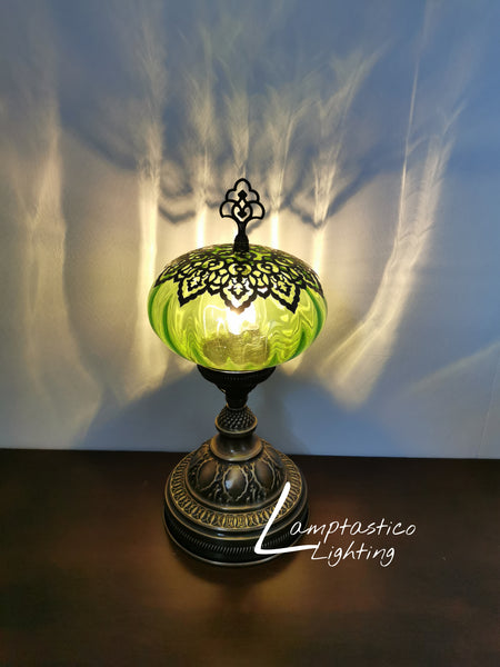 Luxurious Turkish Moroccan Style Lime Glass Table Lamp No 3