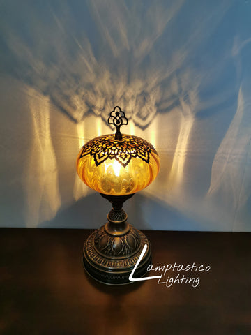 Luxurious Turkish Moroccan Style Orange Glass Table Lamp No 3