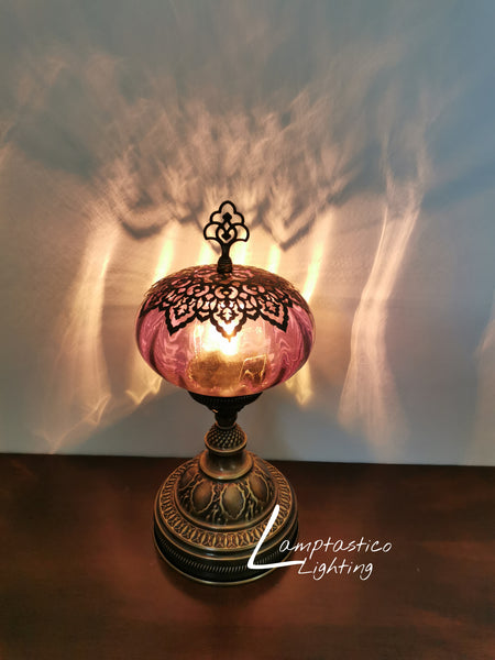 Luxurious Turkish Moroccan Style Purple Glass Table Lamp No 3