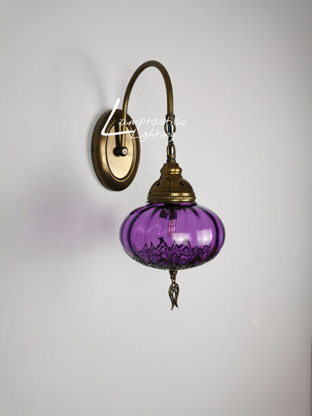 Turkish Single Blown Colourful Oval Wall Light