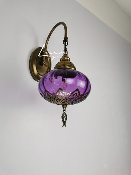 Turkish Single Blown Colourful Oval Wall Light