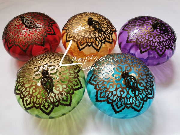 Turkish Single Blown Colourful Oval Wall Light