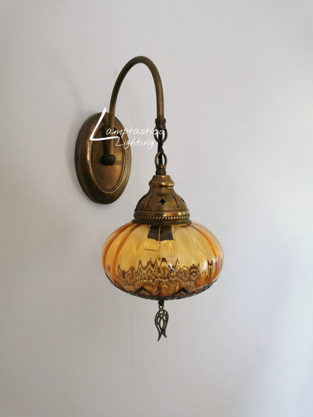 Turkish Single Blown Colourful Oval Wall Light
