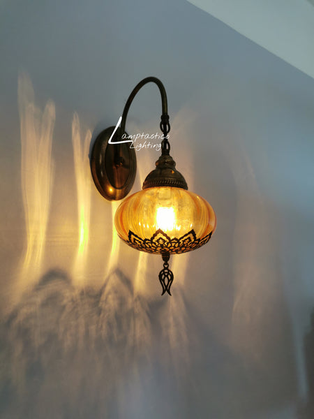 Turkish Single Blown Colourful Oval Wall Light