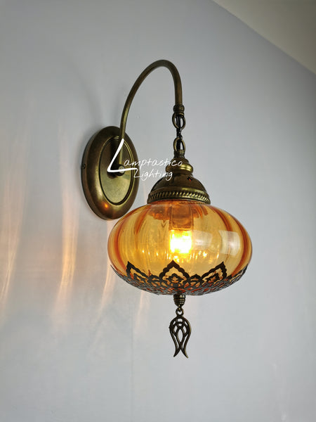 Turkish Single Blown Colourful Oval Wall Light