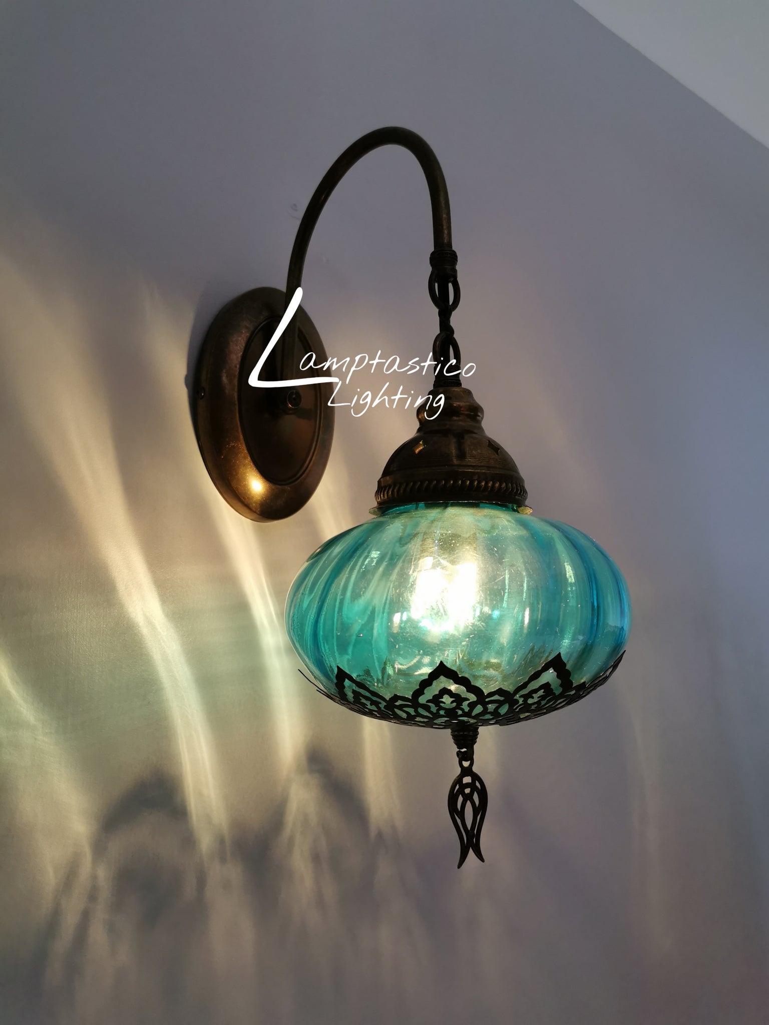 Turkish Single Blown Glass Colourful Oval Wall Light