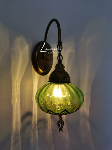 Turkish Single Blown Glass Colourful Oval Wall Light