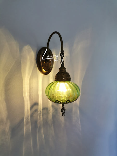 Turkish Single Blown Glass Colourful Oval Wall Light
