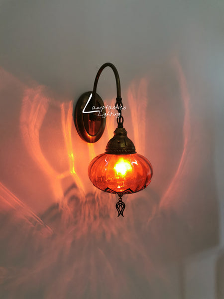 Turkish Single Blown Glass Colourful Oval Wall Light