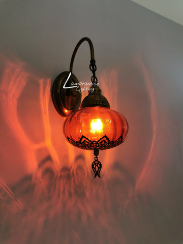 Turkish Single Blown Glass Colourful Oval Wall Light