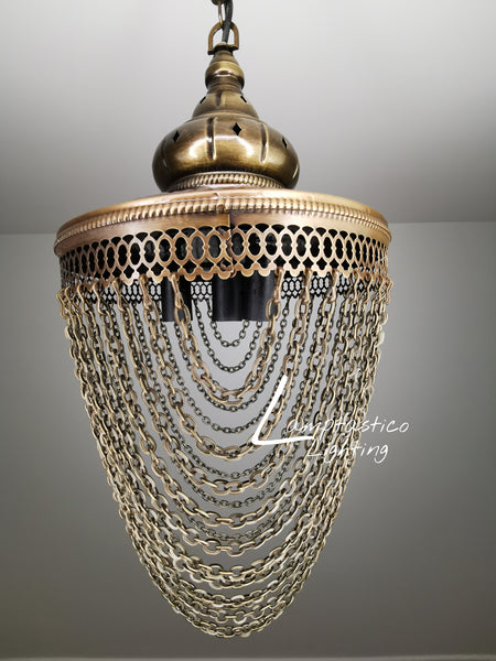 4 -Light Metal Chain Chandelier Brass Finish