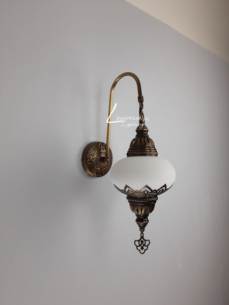 Turkish White Matt Glass Single Round Wall Light