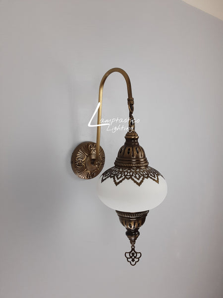 Turkish White Matt Glass Single Round Wall Light