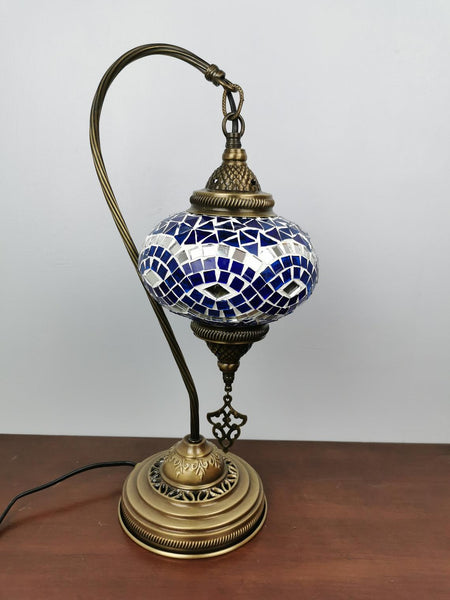 Turkish Moroccan Mosaic Glass Swan Neck Table Lamp No 3