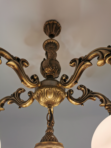 Turkish Matt White Glass 6 Globe Chandelier