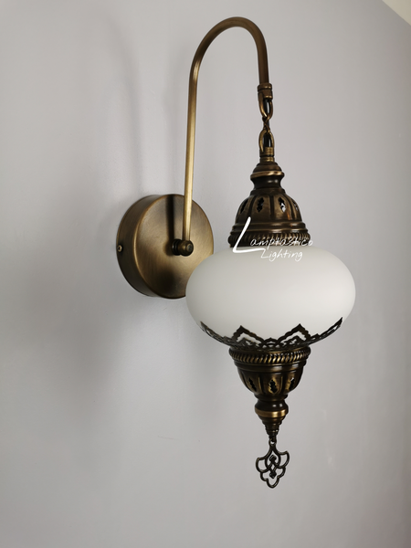 Turkish Single White Matt Glass Round Wall Light