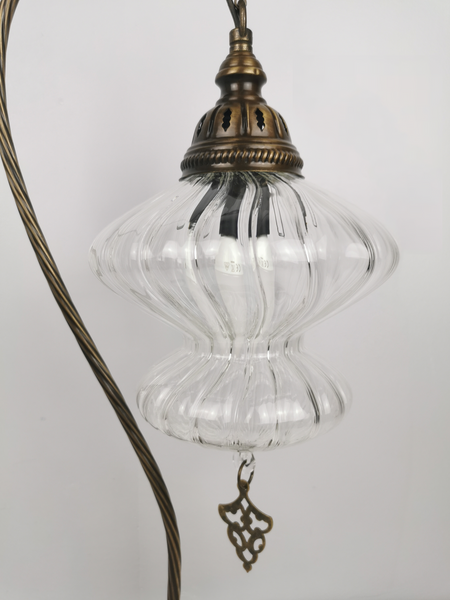Luxurious Large Turkish Moroccan Swan Neck Ribbed Glass Table Lamp 55cm