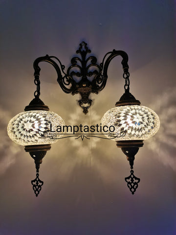 Turkish Moroccan Mosaic Double Wall Light, Wall Sconce