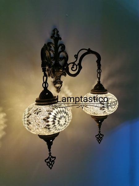 Turkish Moroccan Mosaic Double Wall Light, Wall Sconce