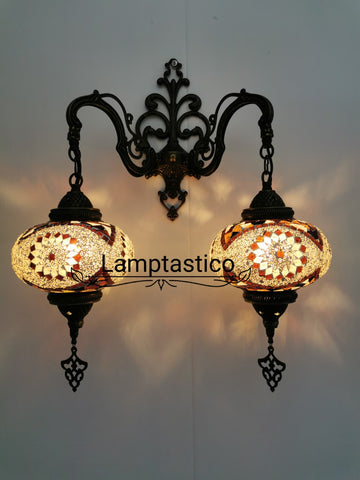 Turkish Moroccan Mosaic Double Wall Light, Wall Sconce