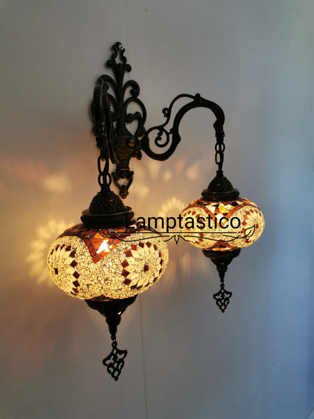Turkish Moroccan Mosaic Double Wall Light, Wall Sconce