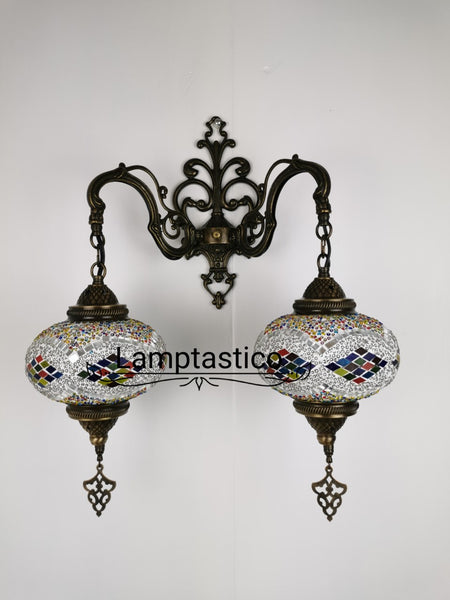 Turkish Moroccan Mosaic Double Wall Light, Wall Sconce