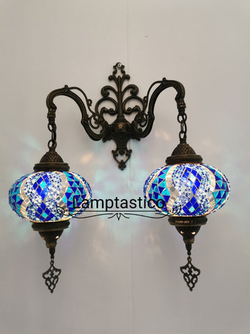 Turkish Moroccan Mosaic Double Wall Light, Wall Sconce