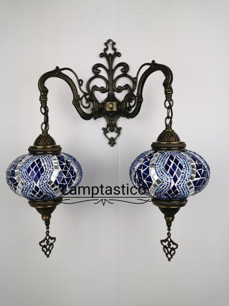 Turkish Moroccan Mosaic Double Wall Light, Wall Sconce