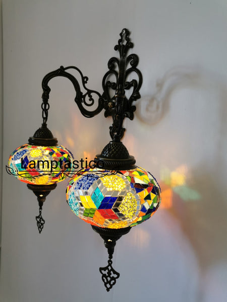 Turkish Moroccan Mosaic Double Wall Light, Wall Sconce