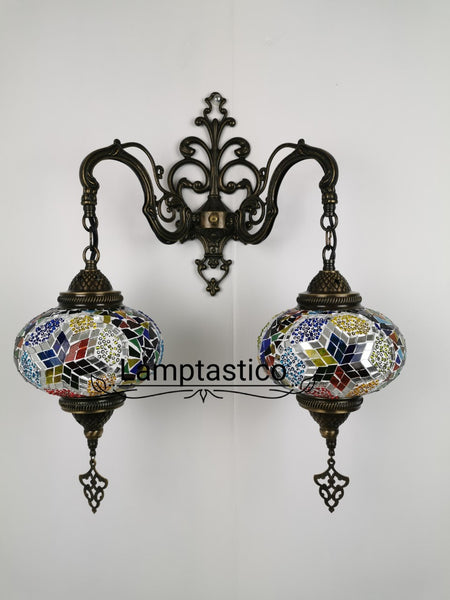 Turkish Moroccan Mosaic Double Wall Light, Wall Sconce