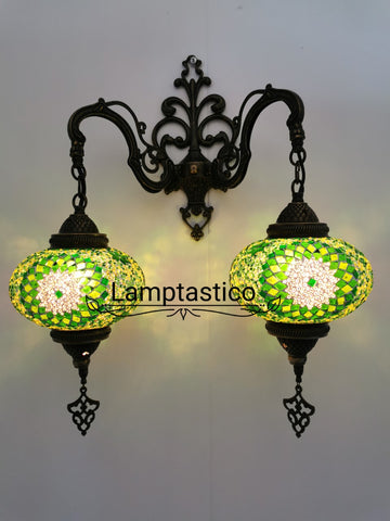 Turkish Moroccan Mosaic Double Wall Light, Wall Sconce