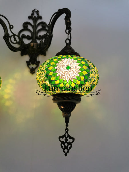 Turkish Moroccan Mosaic Double Wall Light, Wall Sconce