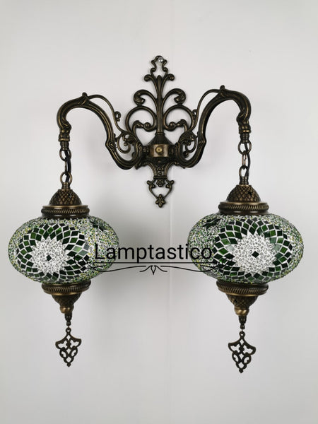 Turkish Moroccan Mosaic Double Wall Light, Wall Sconce
