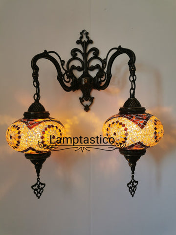 Turkish Moroccan Mosaic Double Wall Light, Wall Sconce