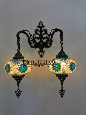 Turkish Moroccan Mosaic Double Wall Light, Wall Sconce