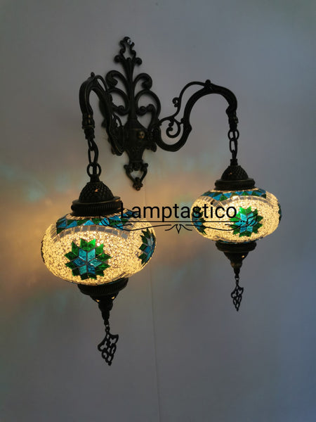Turkish Moroccan Mosaic Double Wall Light, Wall Sconce
