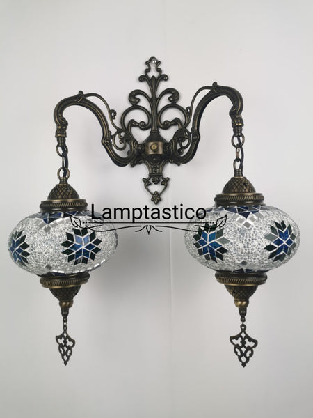 Turkish Moroccan Mosaic Double Wall Light, Wall Sconce